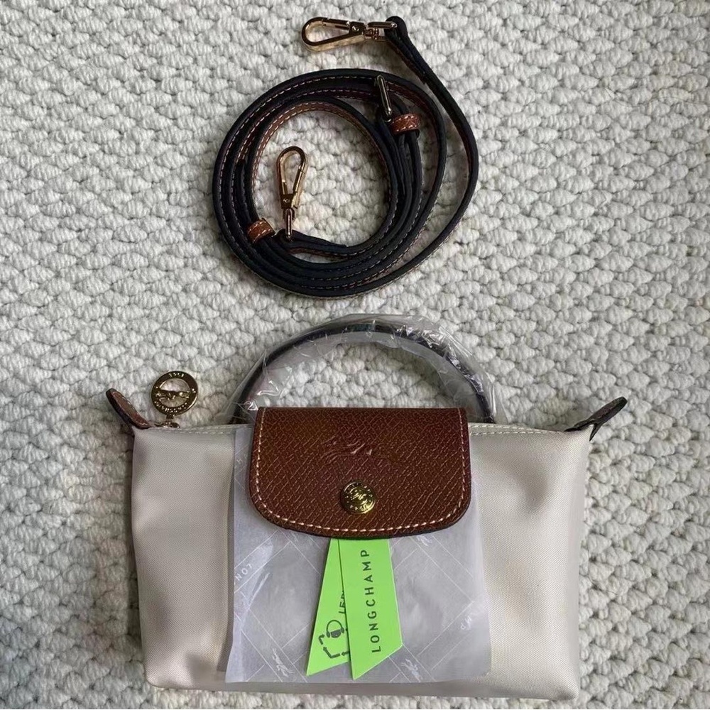 White small Longchamp women's shoulder bag